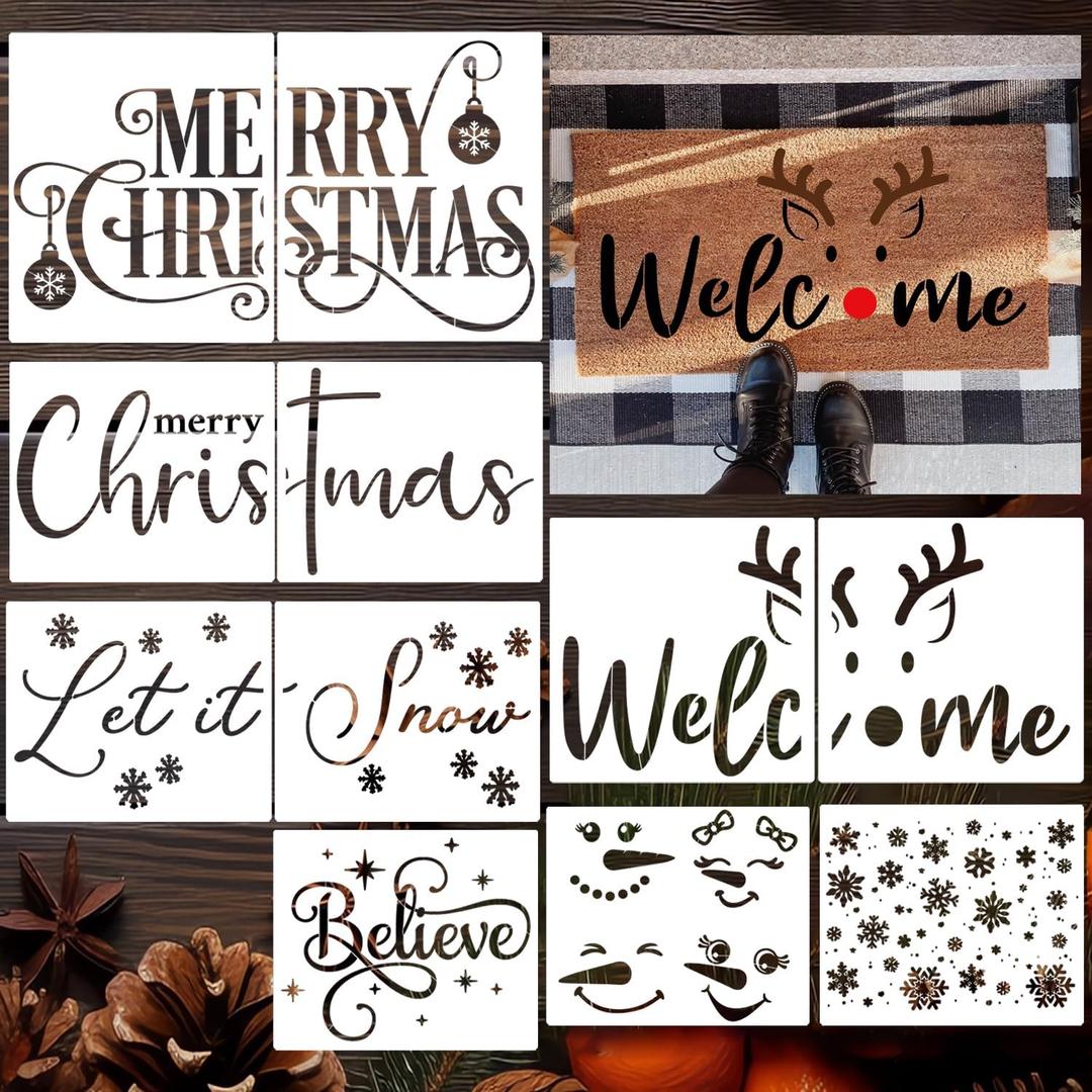 Christmas Stencils for Door Mats 23.6 Christmas Doormat Stencils for Crafts Reusable Holiday Stencil for Doormats Wood Fabrics Decor