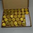 Patelai 64 Pieces Lip Balm Tin Containers Screw Top Round Tin Cans Aluminum Jar with Screw Lid, Empty Bottle Travel Cosmetic Sample Container for DIY(0.5 oz,Gold)