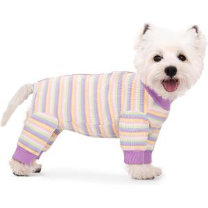 Striped Dog Recovery Suit Female Male For Small Medium Dogs,Dog Surgical Recovery Suite Bodysuit After Surgery Zipper On Back Puppy Cat Long Sleeve Onesies Bodysuit After Surgery Wound Protective