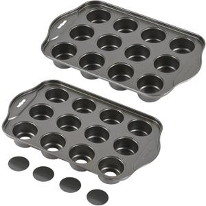 2 Pack Mini Muffin Cheesecake Pan with Removable Bottom, 12 Cavity Nonstick Cupcake Pan Set