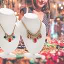 Polmart Modern Necklace Display Bust (White Leatherette, 10 H)