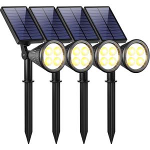 URPOWER Solar Lights Outdoor, 2-in-1 Solar Spot Lights Waterproof with 2 Lighting Modes, Adjustable Solar Powered Spotlights Auto On/Off Landscape Lights for Yard Garden Pathway, 4 Pack (Warm White)