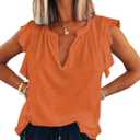 2 x Dokotoo Women's Casual V Neck Ruffle Sleeve Summer Tank Tops Shirts (Teal, XL)