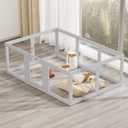 Clear Acrylic Dog Playpen Indoor, Puppy Cat Small Pet Play Pen, Pet Cat Foldable Playpen for Rabbits, Dog Fence Crate Kennel Whelping Cage (Grey, 10 Panel)