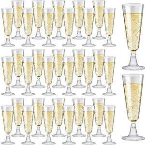 40 Pack Plastic Champagne Flutes, 5.5 OZ Disposable Wine Glasses Clear Mimosa Champagne Flutes for Party, Wedding, Birthday Decorations