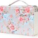 Vomgomfom 200 Slots Pencil Bag, 4-Layer Zipper Portable Art Supply Organizer, PU Leather Large Capacity Colored Pencil Case with Handle for 200 Watercolor Pens, Gel Pens (Gray Rose)