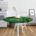 cfpolar Round Tablecloth with Elastic Edge Green Leaf St. Patrick's Day Round Fitted Table Cover Waterproof Wipeable Circle Table Cloths for Dining Kitchen Pattry Patio Outdoor (Fit for 45"-50")