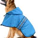 Reflective Dog Rain Coat - Waterproof Adjustable Pet Raincoat Jacket, Lightweight Hooded Dog Rain Coat Poncho for Small to X- Large Dogs and Puppies (Blue, X-Large)
