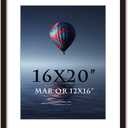 16x20inch Picture Frame Solid Wood Wall Mounting Certificate Poster Photo Frame with MAT Display Pictures 12x16in (Black,1 Pack)