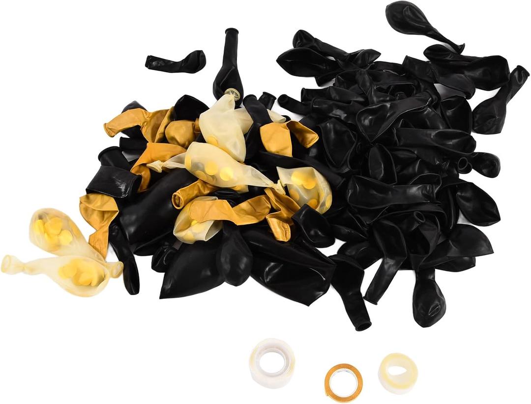 Balloon Garland Kit Black Gold Latex Balloons Wedding Birthday Party Decoration DIY Balloon Arch Kit Matte Balloons 117PCS