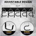 ELEAD 17'' All Metal Adjustable Garden Tool Organizer: Garage Tool Organizer Wall Mount with Black Hooks, Garage Organizers and Storage, Tool Hangers for Shed