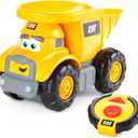 CAT Construction Toys, Junior Crew Lil' Movers Remote Control Truck, RC Car + Dump Truck, Working Headlights, with Child Friendly Controller