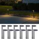 LEONLITE 12-Pack 2CCT Solar Landscape Pathway Lights Outdoor, 50/100% Dimmable, Auto Dusk to Dawn, Solar Powered Lights for Garden, Sidewalk, 2700K Soft White /4000K Cool White, IP65, 120lm, Black