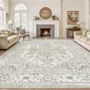 Living Room 10x14 Area Rugs, Washable Area Rug Stain Resistant Carpet Vintage Soft Rugs for Bedroom with Non Slip Backing Indoor Home Decor (10'x 14',Beige)