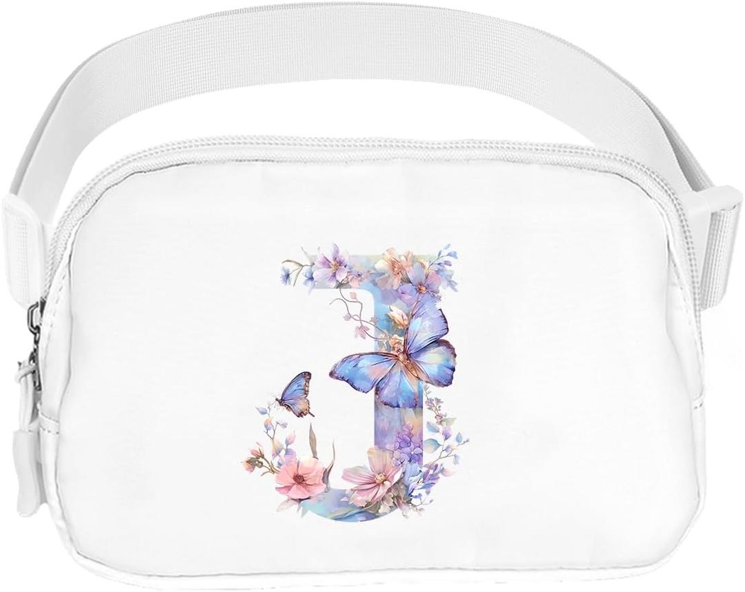 Initail Letter Personalized Belt Bag Cute Crossbody Bags for Women Fashion Waist Packs Letter A-T Waterproof Running Workout Hiking Travel Fanny Pack,J