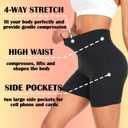 FULLSOFT 4 Pack Biker Shorts for Women with Pockets 5" High Waisted Tummy Control Workout Yoga Running Gym Tennis Shorts (XXL)