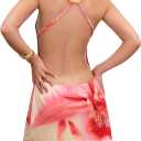 MakeMeChic Women's Y2K Floral Halter Dress Criss Cross Open Back Sleeveless Party Mini Dresses with 3D Flower (Medium, Multicolor)