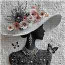 Impossible Puzzles for Adults 1000 Pieces,PICKFORU Floral Muse Puzzle Elegant Lady,Beauty Flower Woman Puzzle Black and White Pearl,Hard Challenge Jigsaw Puzzles Aesthetic, 23.85 x 23.85 inches
