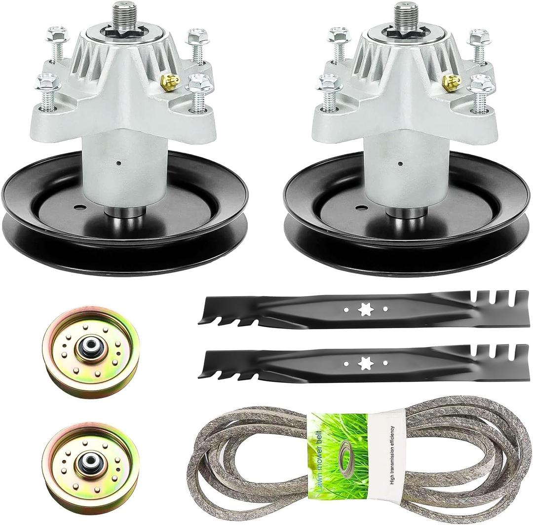 42" Spindle Deck Rebuild Kit for MTD for Huskee LT542H, Include 2 Spindles for Troy Bilt 618-04456 918-04456 918-04461 with Pulley, 2 Idlers 753-08171, 2 Blades 742-0616,1 96 1/2" Belt 754-04060