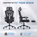 Ergonomic Office Chair with Footrest - Adjustable Lumbar Support & Headrest, 90-160 Reclining Mesh Back Computer Chair - Home Office/Gaming, 350lbs Capacity