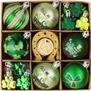 Valery Madelyn 50ct St Patricks Day Tree Decorations Shamrock Ornament Set, Irish Hanging Ball Ornament for Small Tree, Good Luck Clover Green Ornaments for St Patty's Day