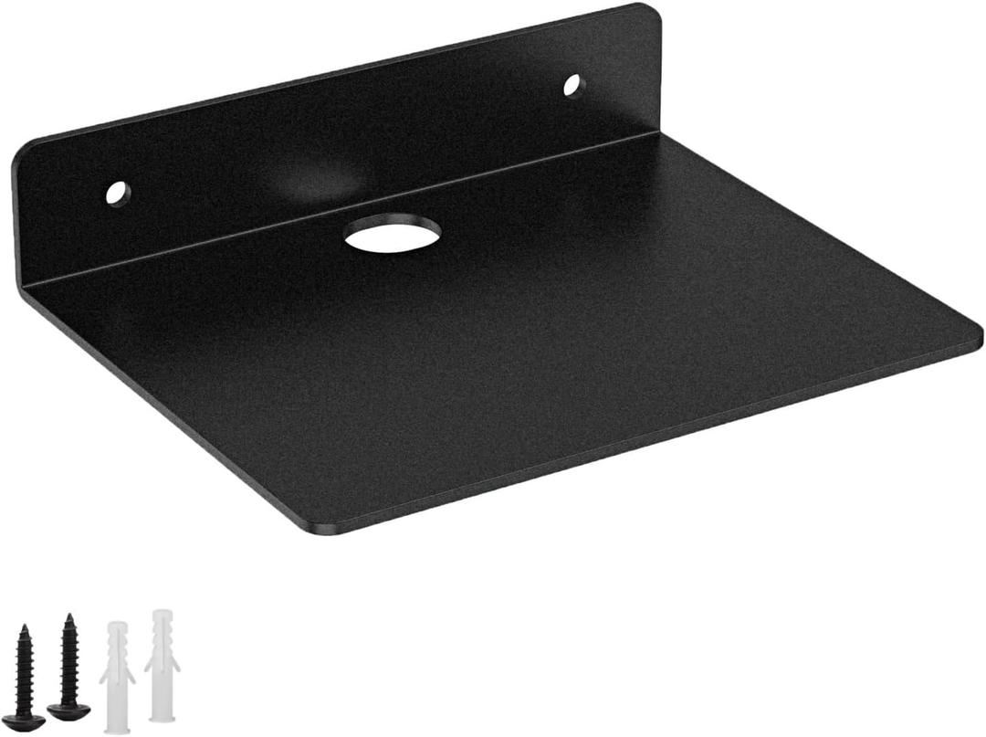 Small Shelf for Wall, 5 Inch, Metal Floating Shelves for Echo, Cameras, Small Speaker Wall Mount Shelves (Black 1pcs)