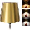 Wireless Bottle Lamp, Wireless Bottle Lamp Shade with 3 Color Temperature, Rechargeable Stepless Dimming LED Wine Bottle Lights for Any Bottle, Desk Lamp for Bedroom Restaurant - Electroplating Gold
