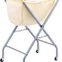 ELYKEN Laundry Cart with Wheels, 32H Easy Rolling Laundry Hamper with Removable Liner Bag, Sturdy Metal Frame Clothes Basket with 4 Casters and 2 Brakes (23.2"L x 13"W x 32"H, Creamy)