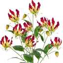 Briful Set of 3 Artificial Flowers Sprays Fake Gloriosa Superba Flowers, Fushia Faux Flame Lily Flowers Bouquets Floral Arrangement for Wedding Home Farmhouse Centerpieces Vase, Fall Decor (Red)