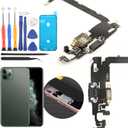 Replacement for iPhone 11 Pro Max Charging Port Dock Connector for iPhone 11 Pro Max Charging Port Replacement USB Charger Board Flex Cable Assembly Accessories with Repair Tools (Black)