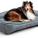 Dog Bed for Large Medium Dogs 31.5 Inch, Washable Plush Pet Sofa for Dogs & Cats, Soft Rectangle Cat Bed with Non-Slip Base (Grey)