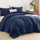 Full Comforter Set 3 Piece, 270GSM Down Alternative Fill, Oeko-TEX Certified, Quilted with 8 Corner Ties, All Season Bedroom Decor Bedding, 1 Comforter (82"x86") with 2 Pillowcases, Navy Blue