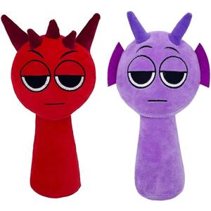 Sprunky Plush Toys Sprunky Wenda and Gray Plushies Sprunky Plushes Soft and Funs Stuffed Toys Dolls for Fans and Friends Birthday for Girls Boys (red+Purple)