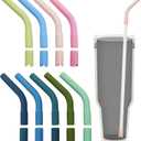 18 Pcs 8mm Silicone Straw Tips and Pedestals Reusable Food Grade Rubber Straw Tips for Metal Straws Replacement Flex Elbow Silicone Straw Covers for Stanley Cup Tumbler Fit for 8-10mm Diameter Straws
