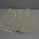 2 in 1 Seersucker Men Swim Trunk with Compression Liner 7 Inches Quick Dry Zipper Pockets for Cruise Beach Pool Board (X-Large, Stripe Olive Green White)