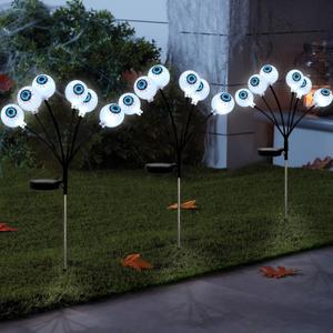 LEWIS&WAYNE Solar Halloween Pathway Lights 3 Pack Eyeball Stake Lights Outdoor 2 Modes Cool White LEDs for Garden Yard Patio