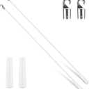 Bokon 2 Pieces White Fiberglass Blind Wand Vertical Blinds Stick Replacement with Hook and Handle for Window Opener Accessory(24 Inch)