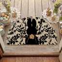 Artoid Mode Black Rabbit Bunny Leaves Easter Semicircular Doormat, Home Decor Low-Profile Switch Rug Door Mat Floor Mat for Indoor Outdoor 17x29 Inch