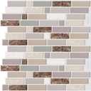 Peel and Stick Wall Tile 12"x12" 3D Adhesive Backsplash Tile for Kitchen, Bathroom 3D Wall Panels (10 Sheets, Brown)
