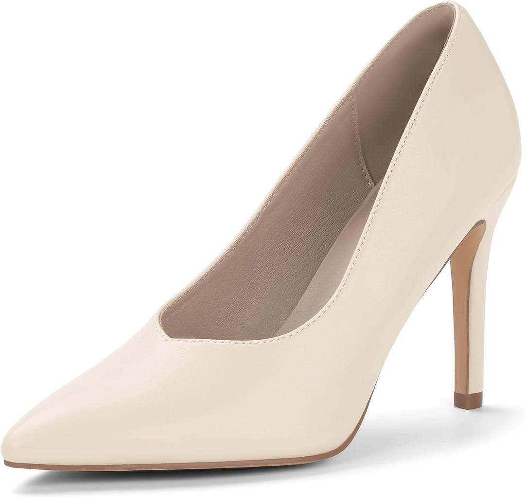 IDIFU IN4 High Heels Closed Toe Heels Women's Pumps Stiletto Pointed Toe Dress Shoes for Women Wedding Prom Bridal Work Office Business Prom Bride Trendy Dressy Sexy Comfortable Pumps Shoes (5)