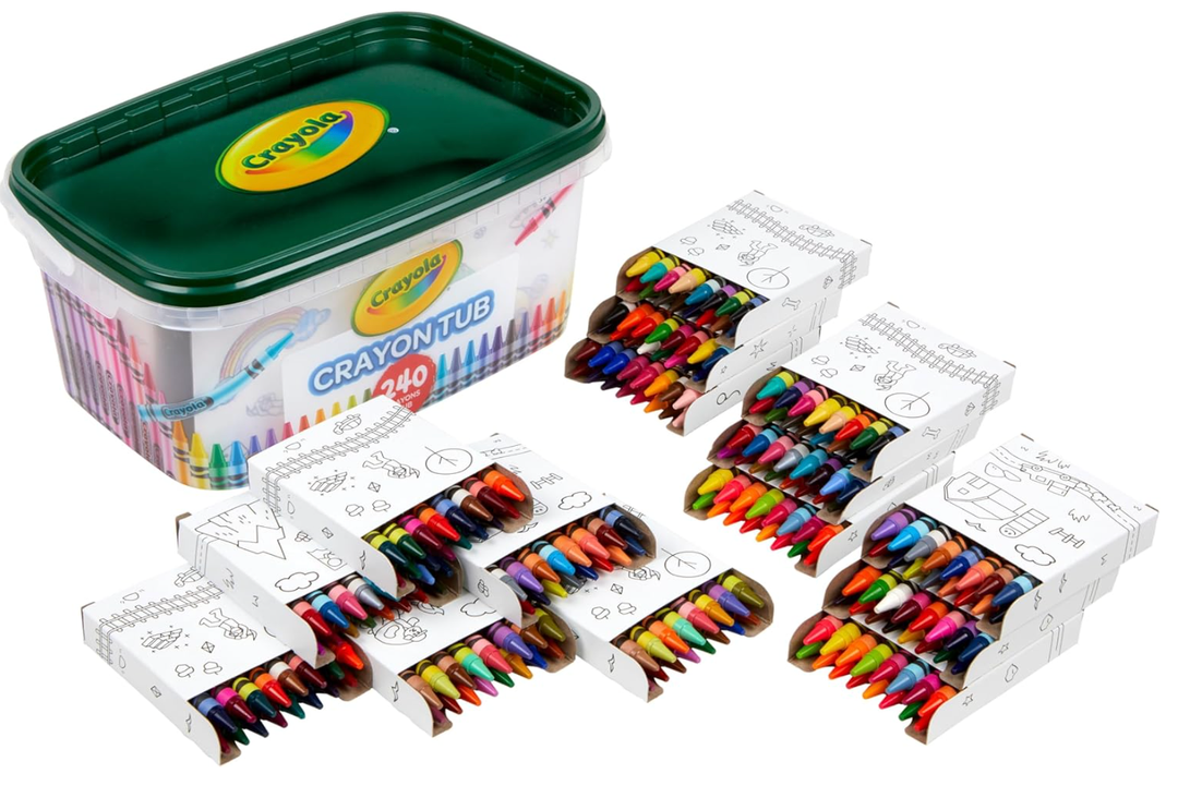 Crayola Crayon Tub (240ct), Bulk Crayons for Kids, Essential Easter Basket Stuffers for Toddlers, Spring Craft Supplies, Coloring Gifts for Kids, Ages 3+ [ Exclusive]