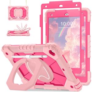 Auizotl Case for iPad 9th/8th/7th Generation 10.2 Inch iPad Case 9th Generation with Screen Protector/Rotate Stand/Pen Holder, Heavy Duty Shockproof i Pad 9th/8th/7th Cases,Rose Pink