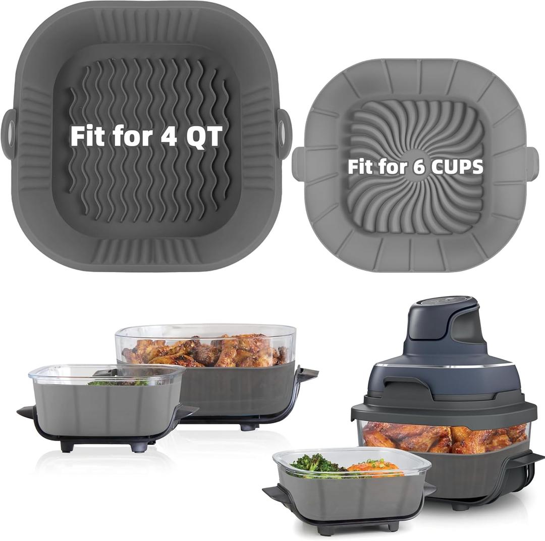 Silicone Air Fryer Liners Reusable for Ninja Crispi Accessories, Air Fryer Silicone Liners airfryer Liners for Ninja Portable Glass