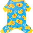KYEESE Dog Pajamas Blue Floating Duck Puppy Onesie Pets Pjs Doggie Jammies Velvet Pet Costume Comfy Pets Onesie Stretchy Pet Coat Soft Dogs Clothes Dog Pajamas Small Sized Dogs, Small (Small (6-10lbs))