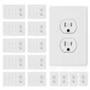 ELEGRP 15 Amp 125V Duplex Receptacle Outlets, Standard Electrical Wall Outlet, TR Tamper Resistant, Self-Grounding, Residential Grade, Mid Outlet Covers Included, UL Listed, Matte White, 50 Pack