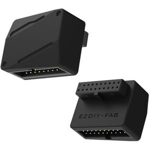 EZDIY-FAB USB 3.2 Gen 1 19-Pin 90 Degree L-Shape Adapter, Motherboard USB 3.0 Internal Header Adapter,19-Pin Male to Female Converter for Front Panel USB-A, Black -RVS