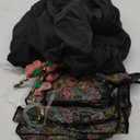 kasahara Renaissance Dress Costume Women with Floral Overbust Corset Top Medieval Ren Faire Costume (L, Black)