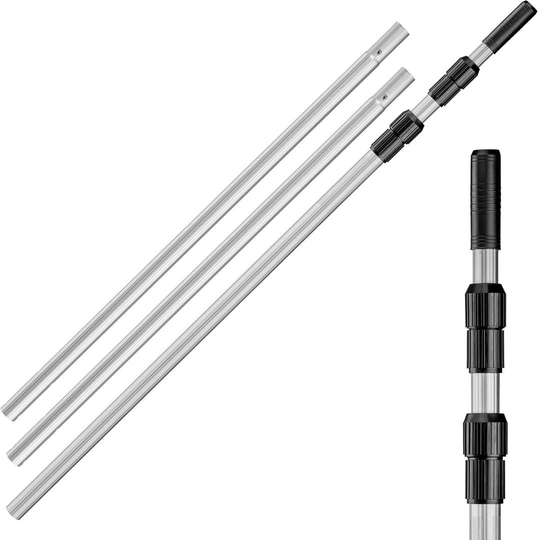 Swimming Pool Pole // Telescopic Aluminum Pool Pole for Cleaning -13 Feet | Telescopic Pool Cleaning Extension Pole // Adjustable Telescoping Pool Cleaning Stick - Fits Brush, Skimmer, Net, Vacuum
