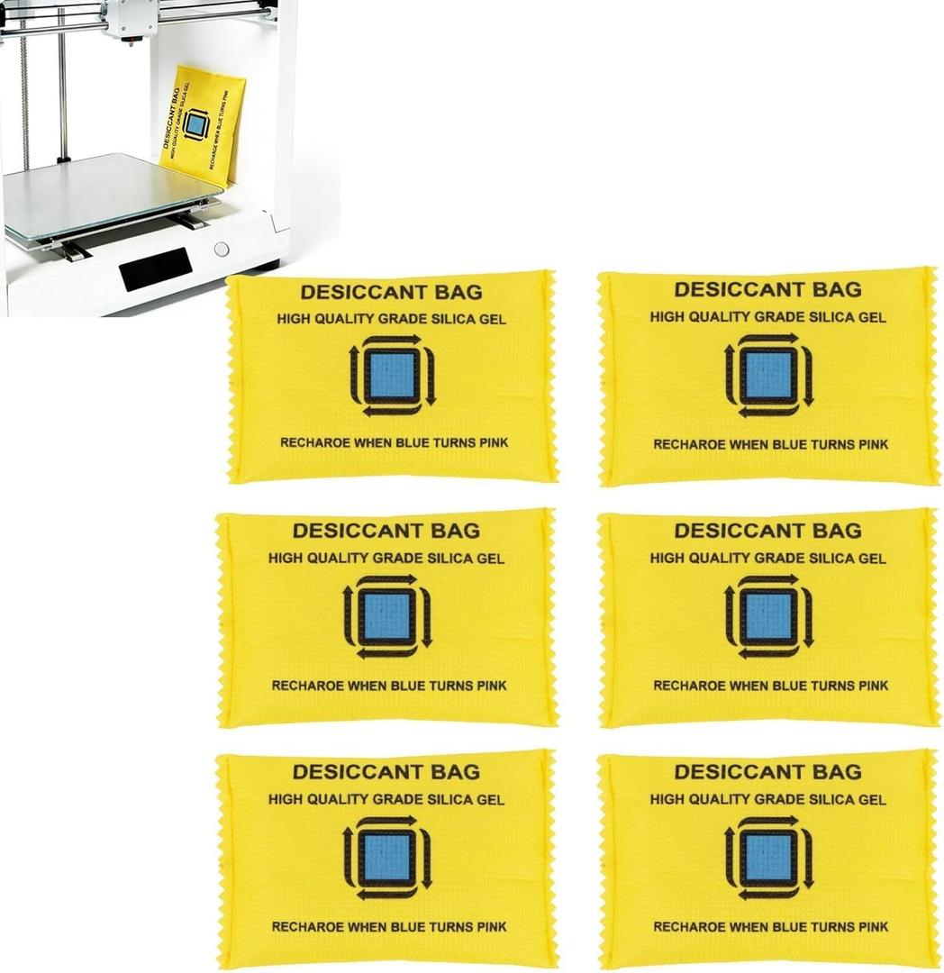 6 Packs Rechargeable Desiccant Packs- CARGEN Silica Gel Packets,Moisture Absorber, Reusable Silica Gel Packets, Color Changing Desiccant for Moisture Control & Storage,100g