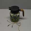 Vintage Floral Pattern Tea Pots  Built-in Infuser,Vintage Floral Teapot with Built In Infuser Stainless Steel Thermal Carafe with Lid for Hot Drinks,Green(Wooden handle,35oz)